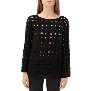 Sandro Paris Sadie Black Open Knit Weave Sweater Cotton Size 1